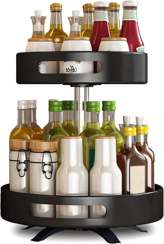 Rangement épices pivotant pour placard de cuisine - 2 étages blancs