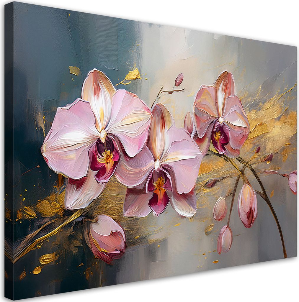 Leinwandbild Rosa Orchideenblüten Glamour 90x60 Feeby Rosa bild für die wand bereit zum aufhängen