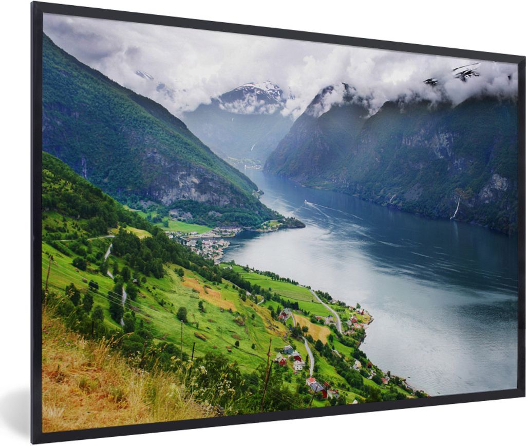 MuchoWow Gerahmtes Poster Aurlands Fjord Norwegen Foto 30x20 cm - Poster mit Schwarzem Bilderrahmen Wandposter Rahmen Foto Bilder - Kunstdruck - ...