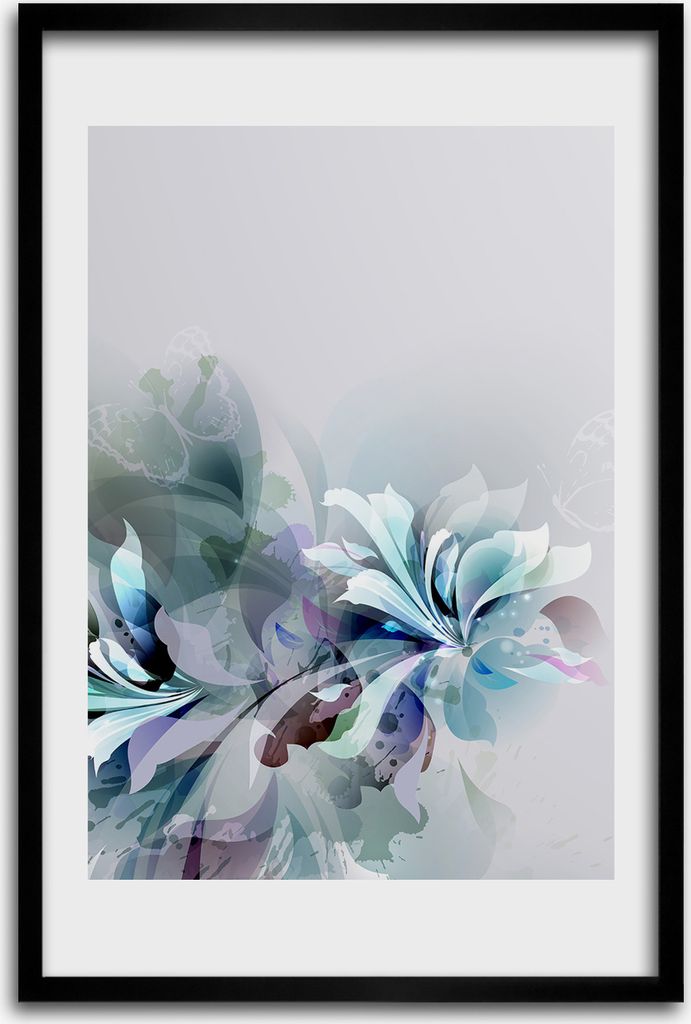 Bild - Bilderrahmen - 40 cm x 60 cm - MDF - Rahmen - Wandkunst - Abstrakte Blumen