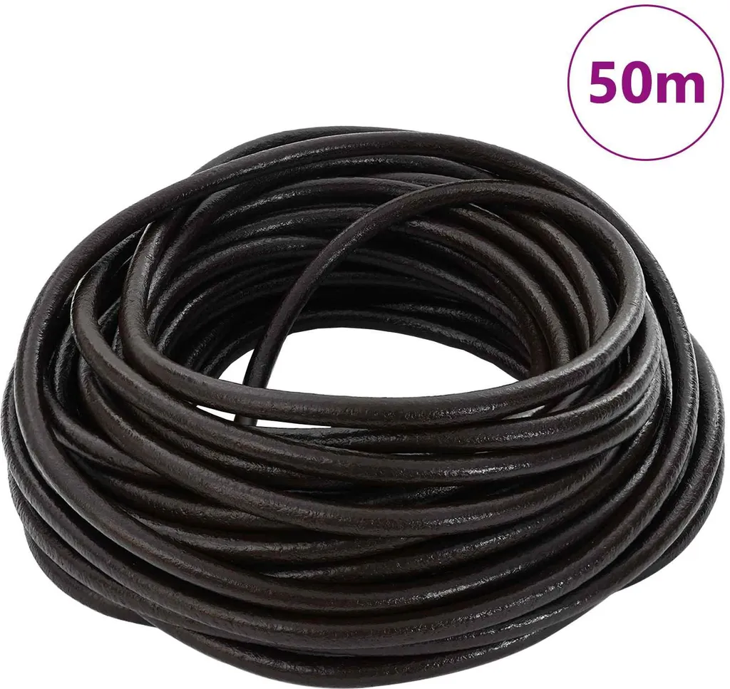Lacet en cuir rond marron foncé 4mm x 50m pour bijoux et maroquinerie