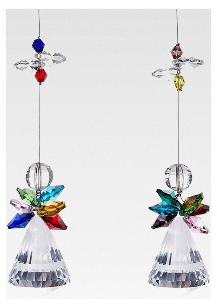 Kristall Suncatcher Engel Feng Shui Prismen Hänge-Ornament Fensterdekor, 2 Stück
