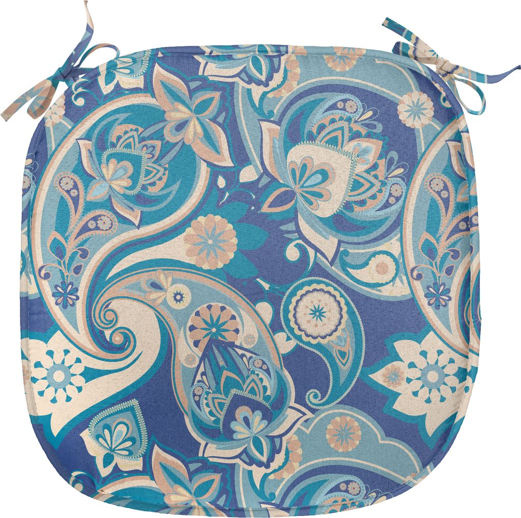 ABAKUHAUS Paisley Polster für Esszimmerstühle, Inspired Persisch, Dekoratives wasserfestes Kissen mit Riemen für Küchensitze, 40 cm x 40 cm, Te...