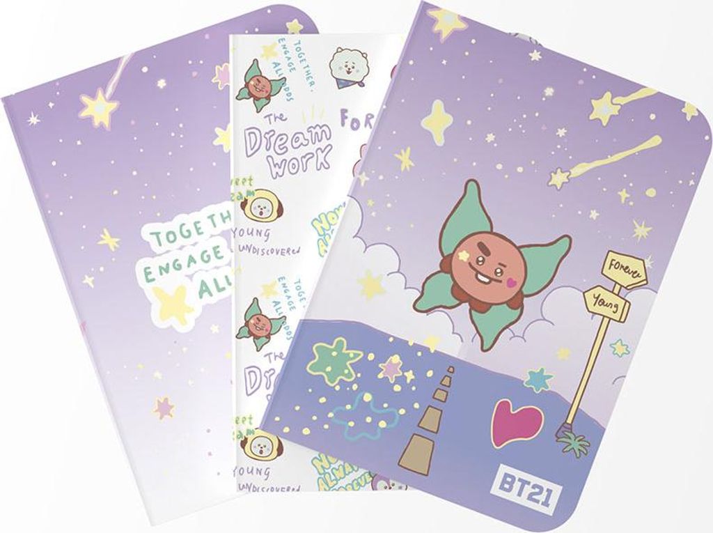 Erik Editores Bt21 The Journey Shooky 3er-pack A6-notizbücher Lila Lila One Size