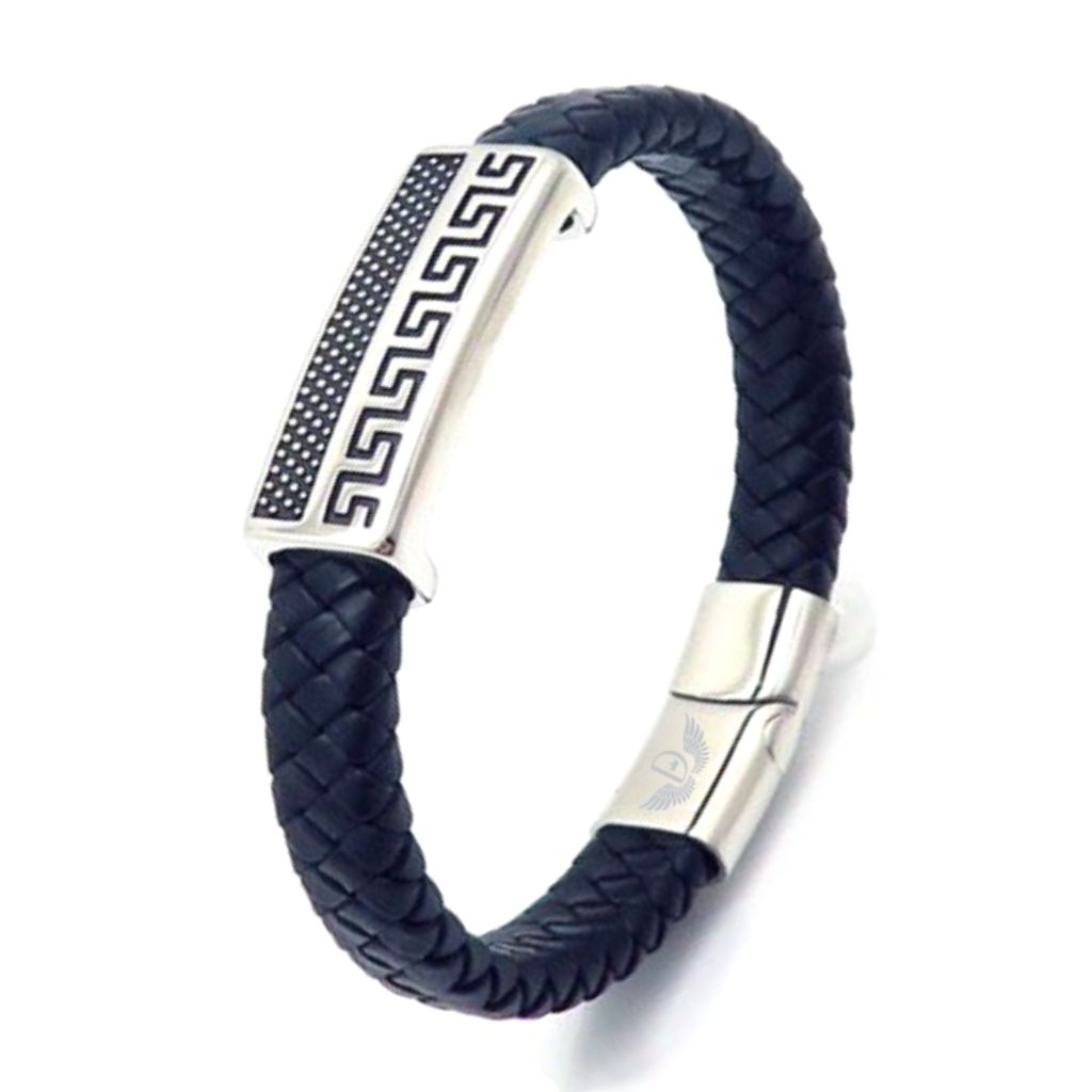 Leder Armband HIEROGLYPHS 21 cm / Silber Produktbild 