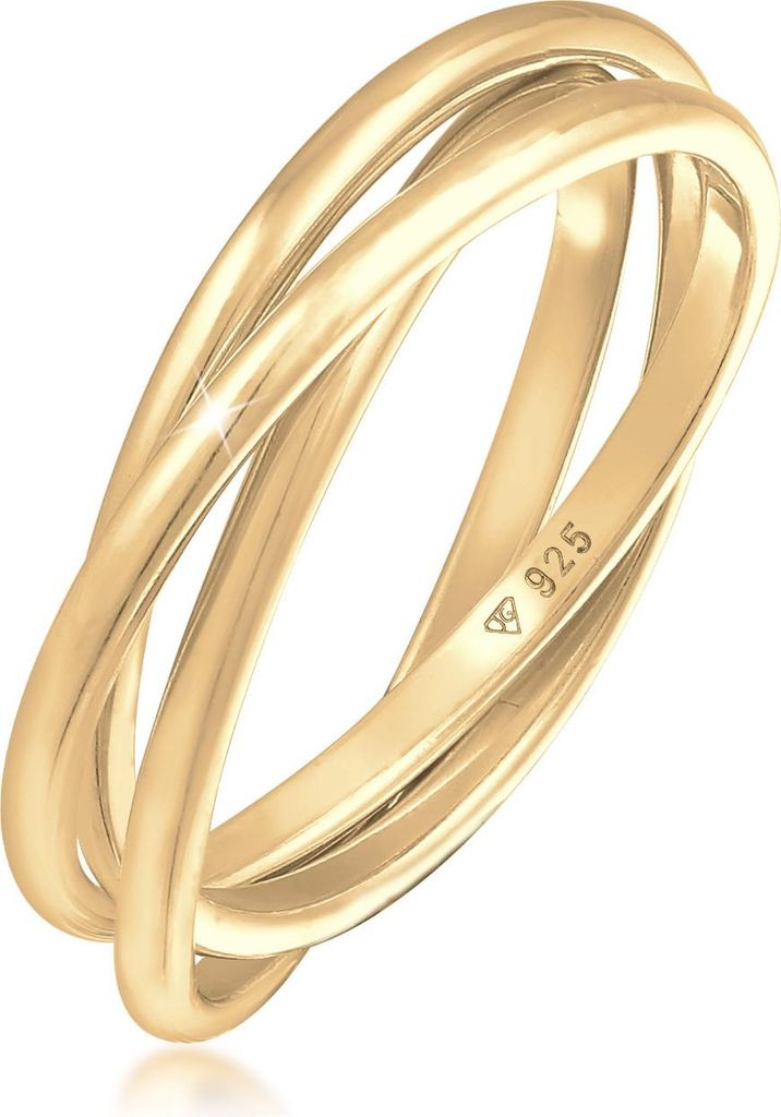 ELLI Damen Wickelring dreilagig aus 925er Sterling Silber, klassisches Design