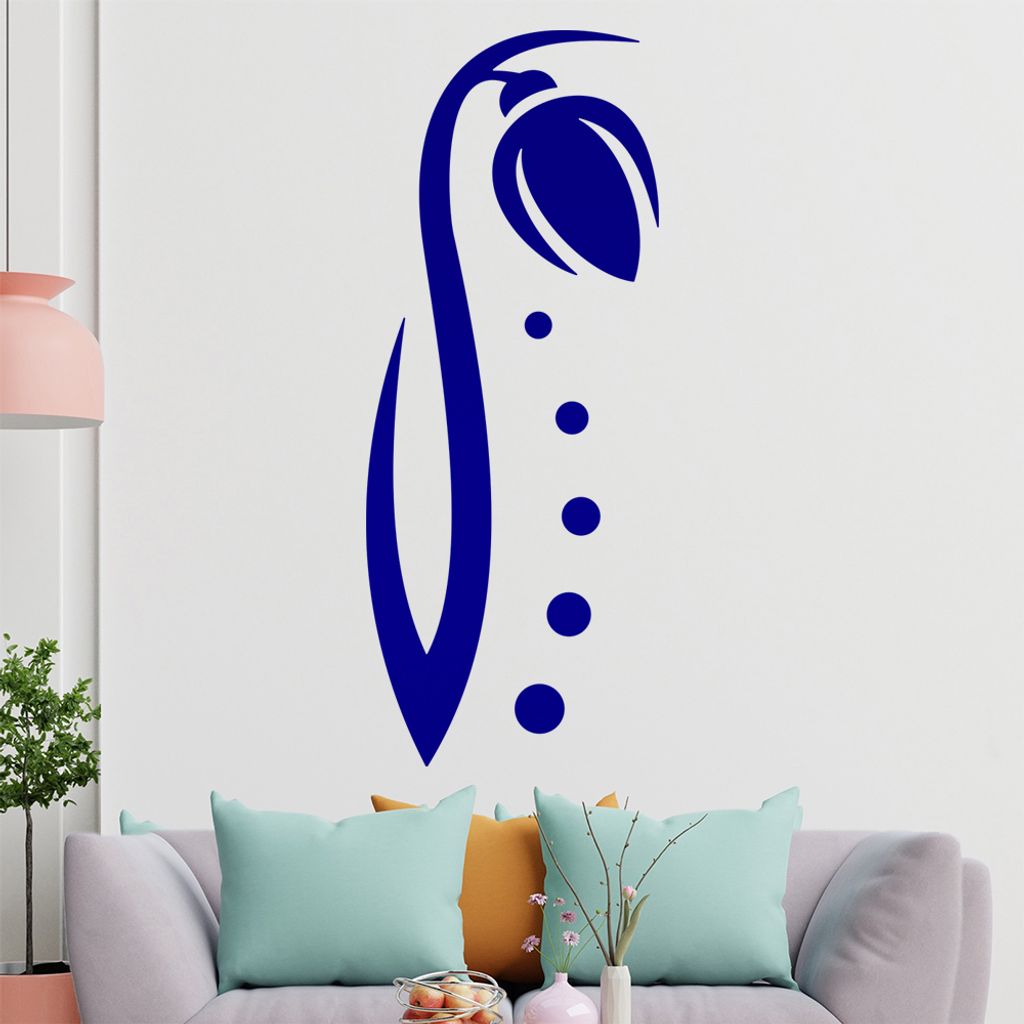 Blume - Linien Punkte Wandtattoo in 6 Größen - Wandaufkleber Wall Sticker - Dekoration, Küche, Wohnzimmer, Schlafzimmer, Badezimmer
