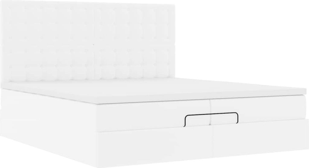 SYFAX Ottoman-Bett mit Matratzen Weiß 200x200 cm Kunstleder