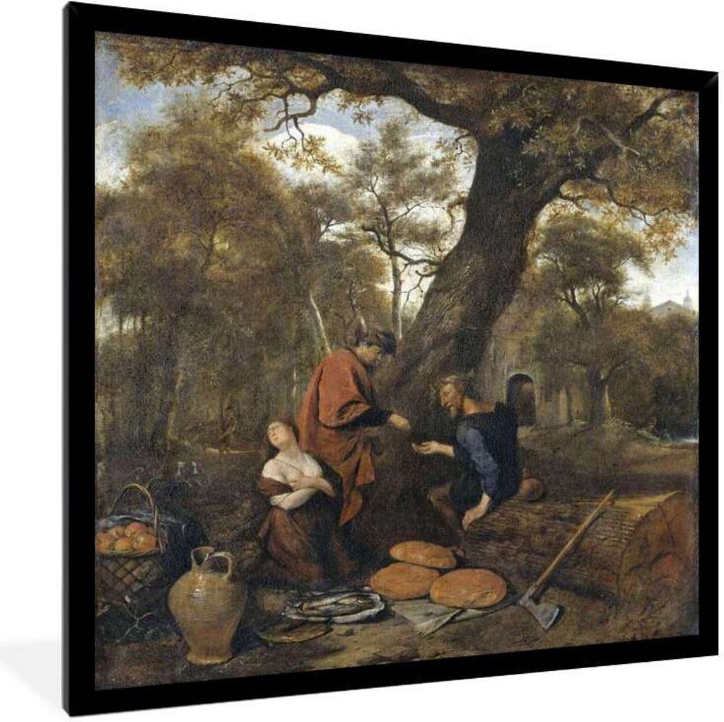 MuchoWow Gerahmtes Poster Erysichthon verkauft seine Tochter Mestra - Jan Steen 40x40 cm - Poster mit Schwarzem Bilderrahmen Wandposter Rahmen Fo...