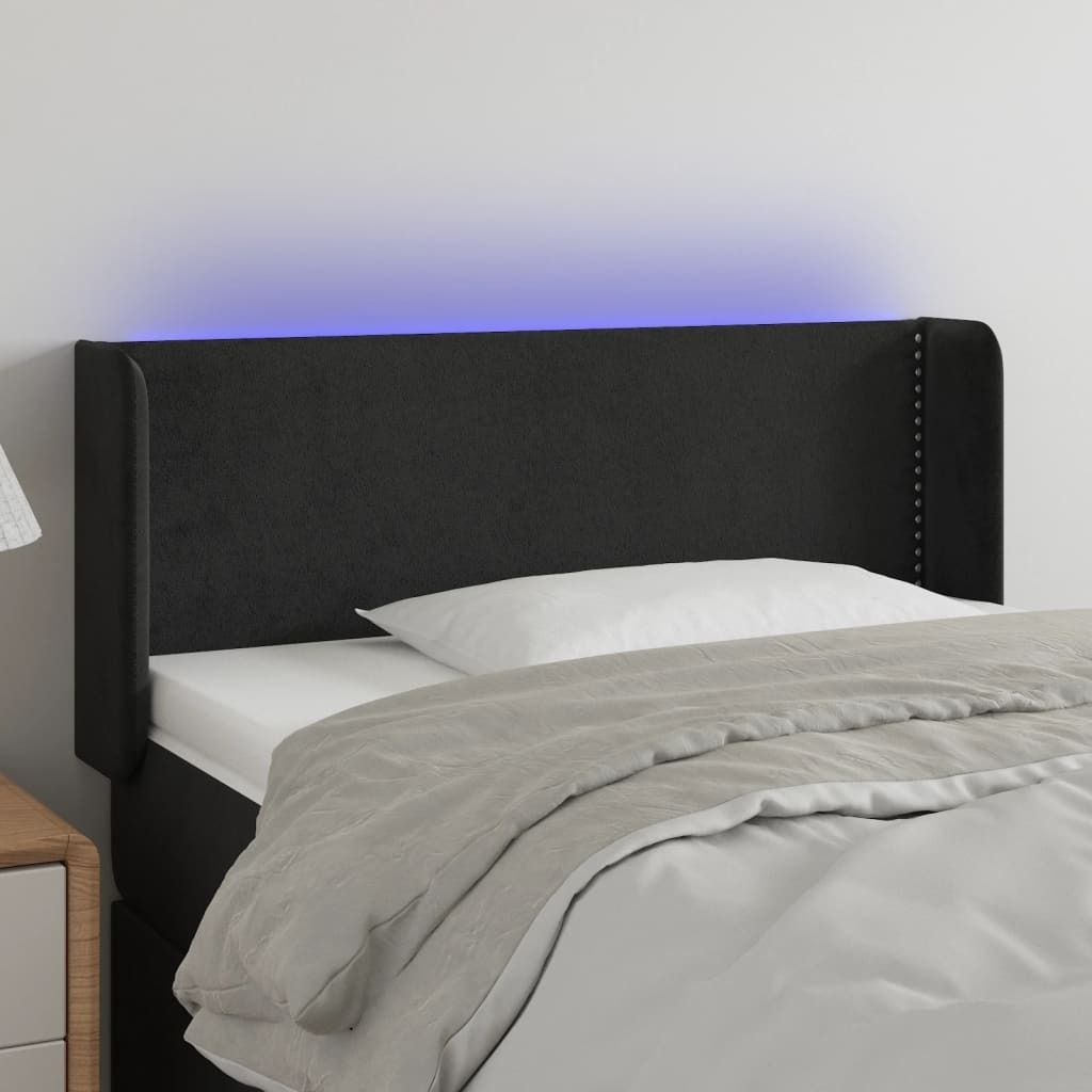 vidaXL LED Kopfteil Schwarz 103x16x78/88 cm Samt - LED Kopfteil - LED Kopfteile - Kopfteil - Bett-Kopfteil