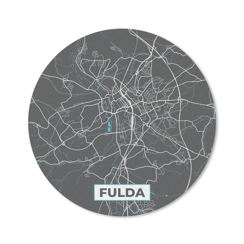 MuchoWow Mauspad Mousepad Fulda - Stadtplan - Blau - Karte - Deutschland 20x20 cm - Mousepads - Maus Mat - Pad - Mausunterlage - Schreibtischmatte