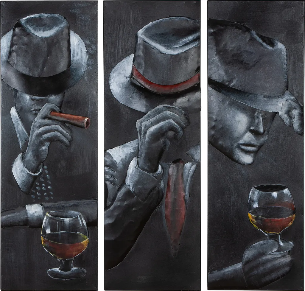 Décoration murale design en métal noir 30x90 cm - Set de 3 cadres Gilde