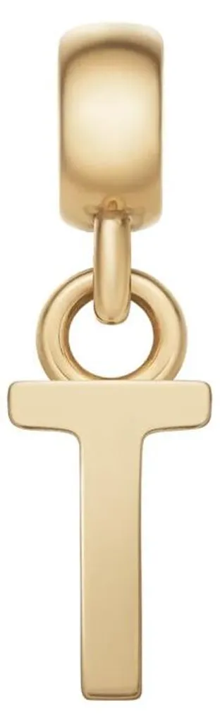 Pendentif lettre T finition dorée brillante DW00400503 en acier robuste