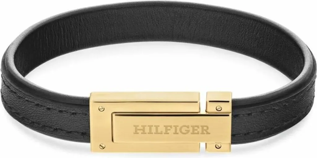 Bracciale Tommy Hilfiger Man 2790561 | Pelle Nera e Oro Giallo Men