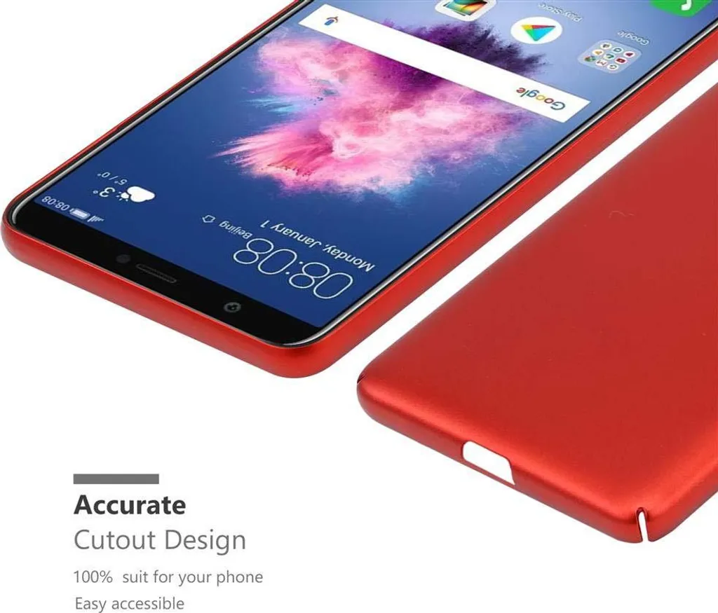 Cadorabo Cover Per Huawei P Smart In Rosso Mela: Custodia Flip Con Chiusura Magnetica, Portafoglio E Protezione Completa