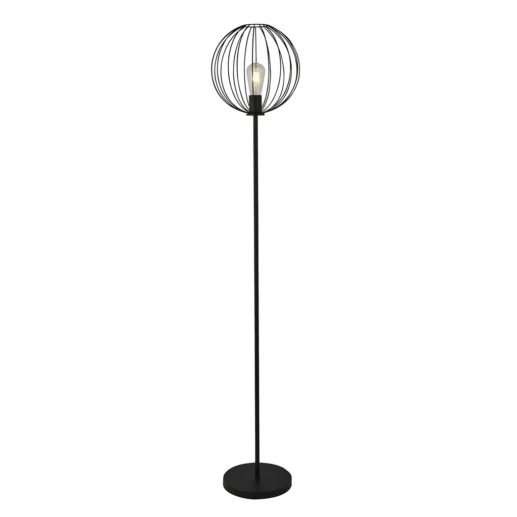Lampadaire sur pied design Rondo noir mat en métal pour salon moderne