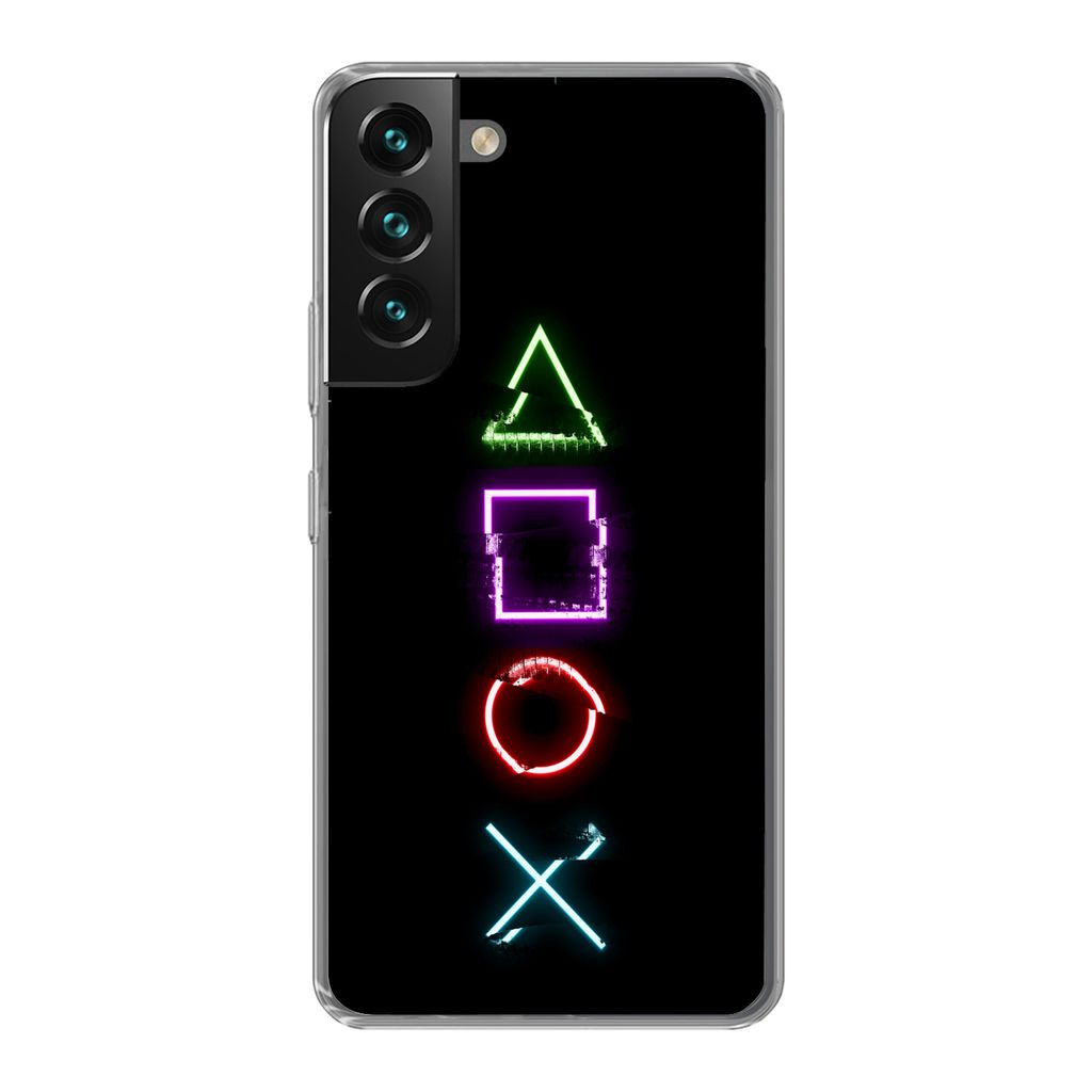 MuchoWow Handyhülle Schutzhülle Hülle für Samsung Galaxy S22 Plus Spiele - Controller - Neon Silikon Softcase Handy Hülle - Schutzabdeckung