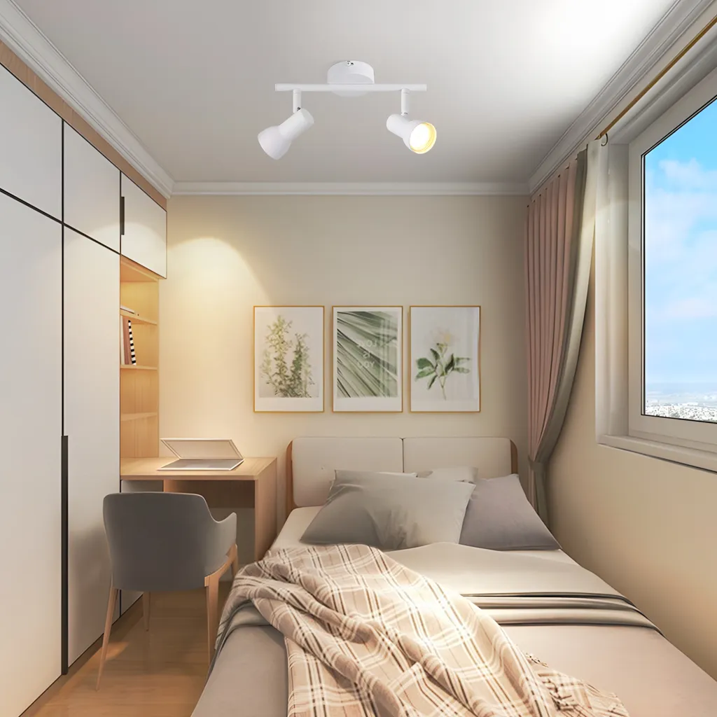 ZMH Faretto da soffitto 2 fiamme Lampada da soffitto corridoio Luce da soffitto Design moderno Faretto da interno bianco GU10 Spot da soffitto in metallo 350°Spot orientabili per camera da letto soggiorno cucina (senza lampadina) - 7