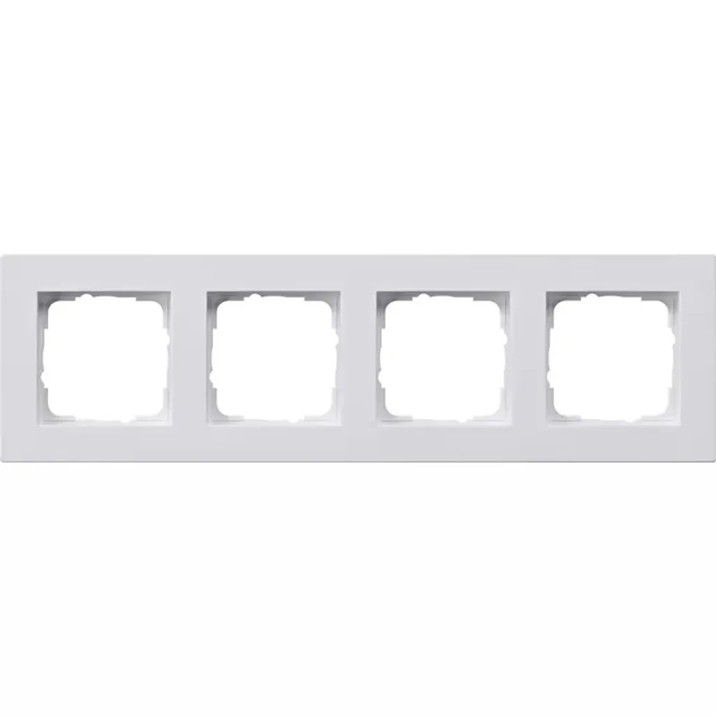 Finition murale impeccable avec le cadre plat Gira E2 4 postes blanc