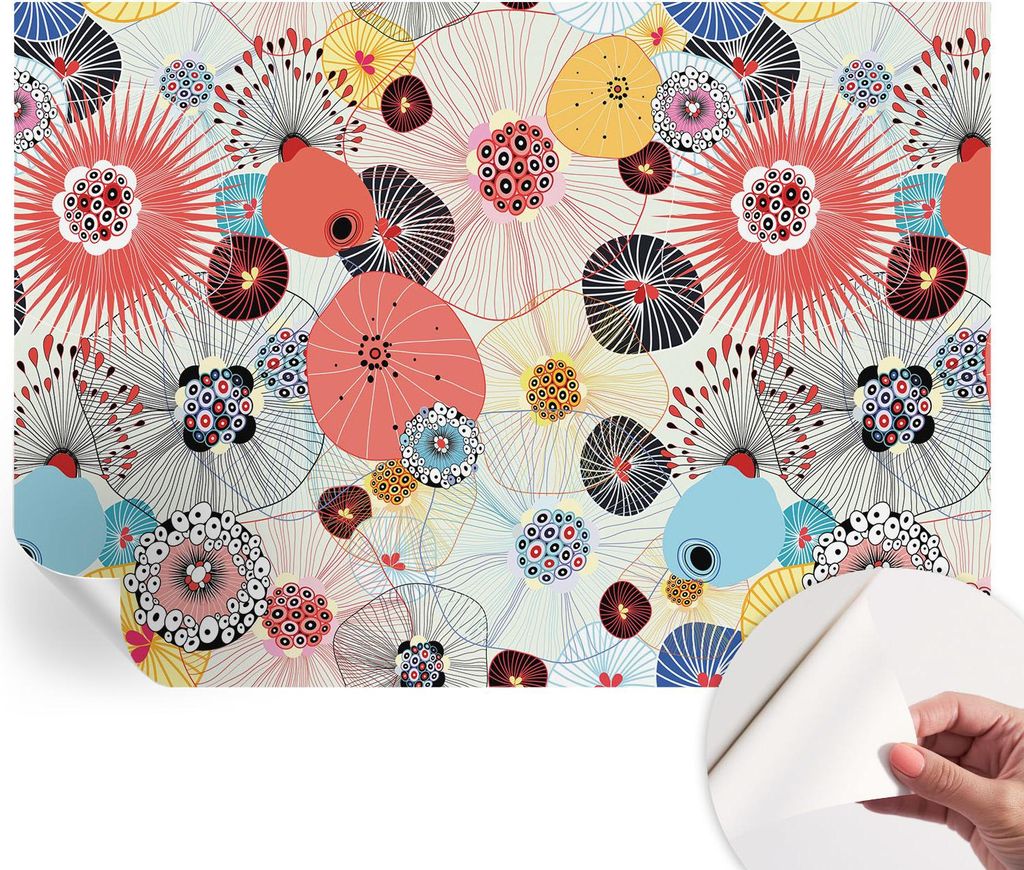 Selbstklebende Wandtapete - Dekorative Tapete für Wohnzimmer - Klebefolie für Wandbilder - Tapetenfolie für Wanddekoration - 208x146 cm - Bunte ...