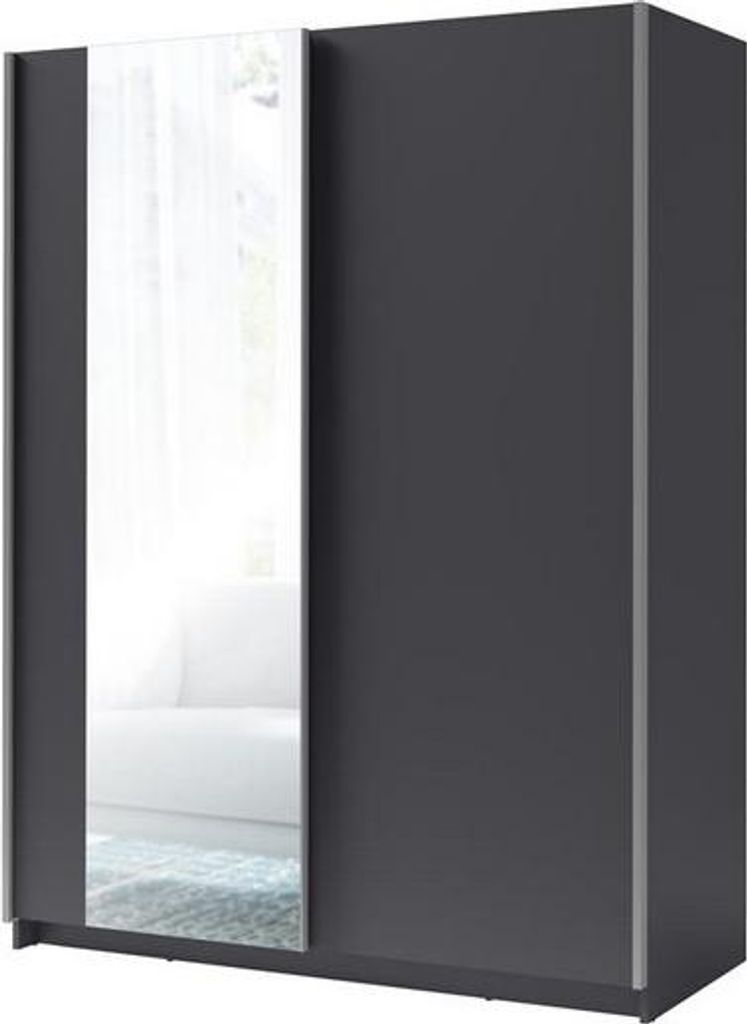 Hoher Kleiderschrank 150 cm mit Spiegel LORICA - Graphit