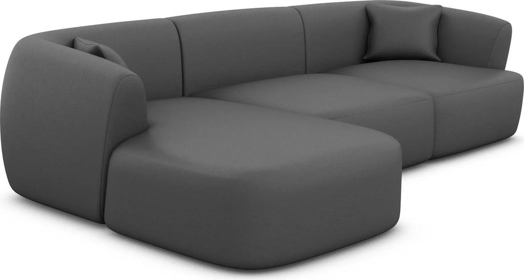 Kunstleder L-Form Sofa Elvira Dunkelgrau Links