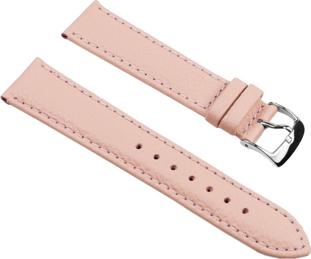 Eulit Fancy Fashion Uhrenarmband Rindsleder genarbt rembordiert rosa, Stegbreite:22mm