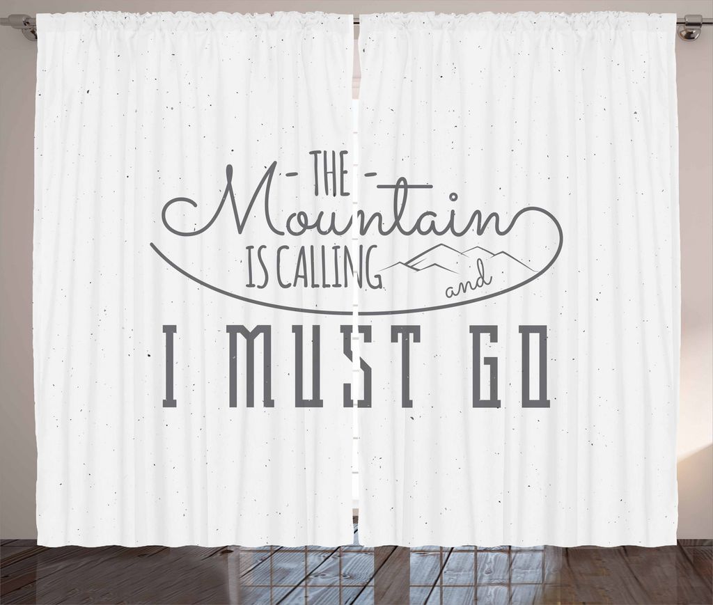 ABAKUHAUS Abenteuer Rustikaler Gardine, Nature Walk Berge, Schlafzimmer Kräuselband Vorhang mit Schlaufen und Haken, 280 x 175 cm, Grau weiß