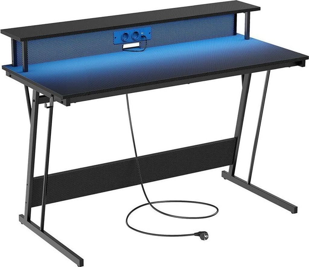 Rootz Schreibtisch mit Monitorständer - Computertisch - Arbeitsplatz - Ergonomisches Design - 55cm x 135cm x 76cm - Schwarz