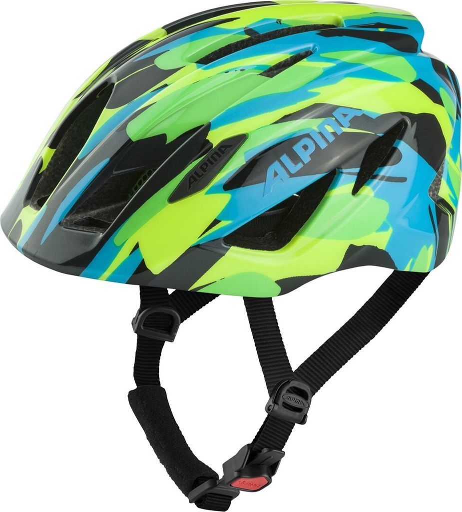 ALPINA Pico Helm de Radsport, Unisex-Kinder, Neon-Grün Blau Glanz, 50-55