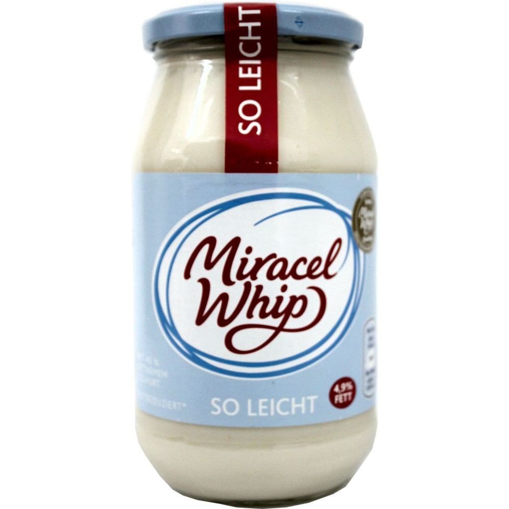 A jar of Miracel Whip salad cream.