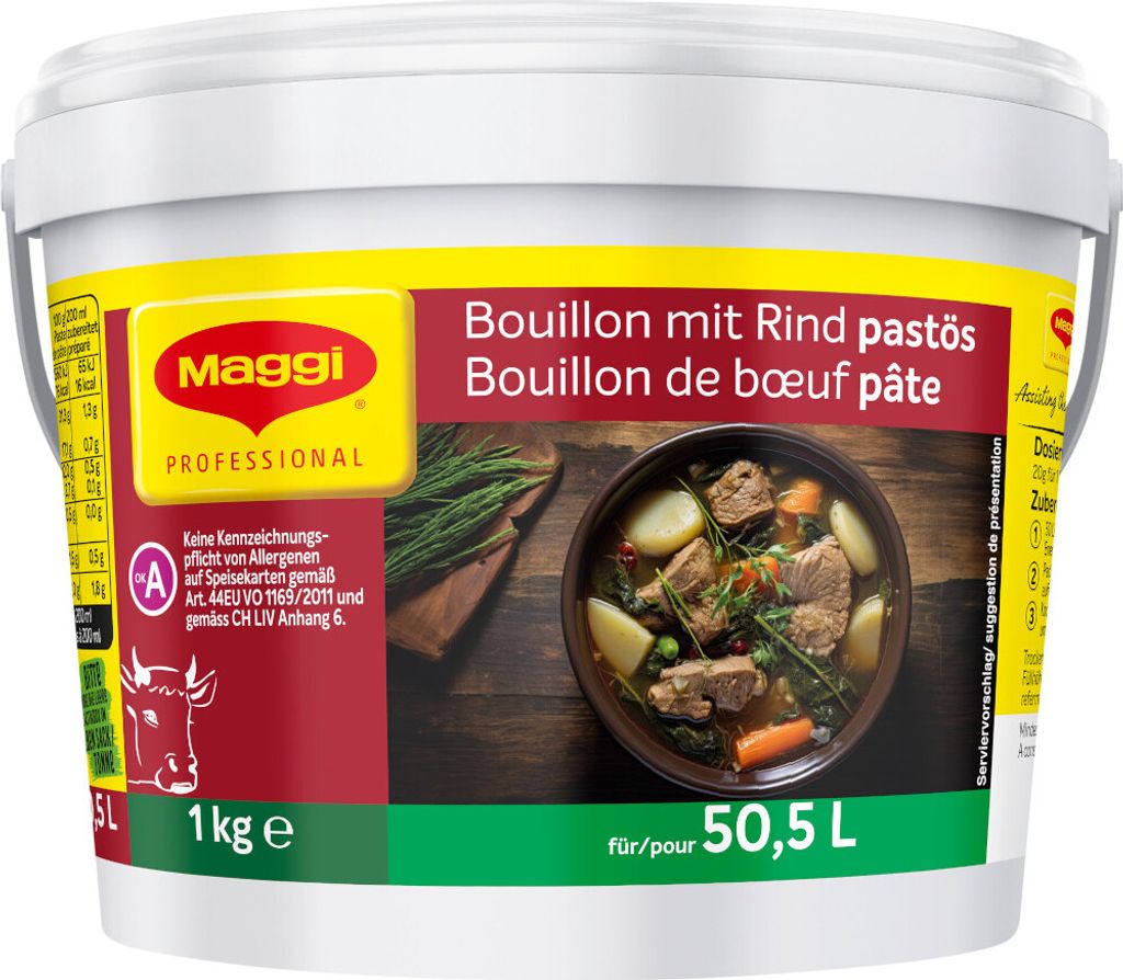 Maggi Bouillon mit Rind pastös intensiv würzige Basis Packung 1000g