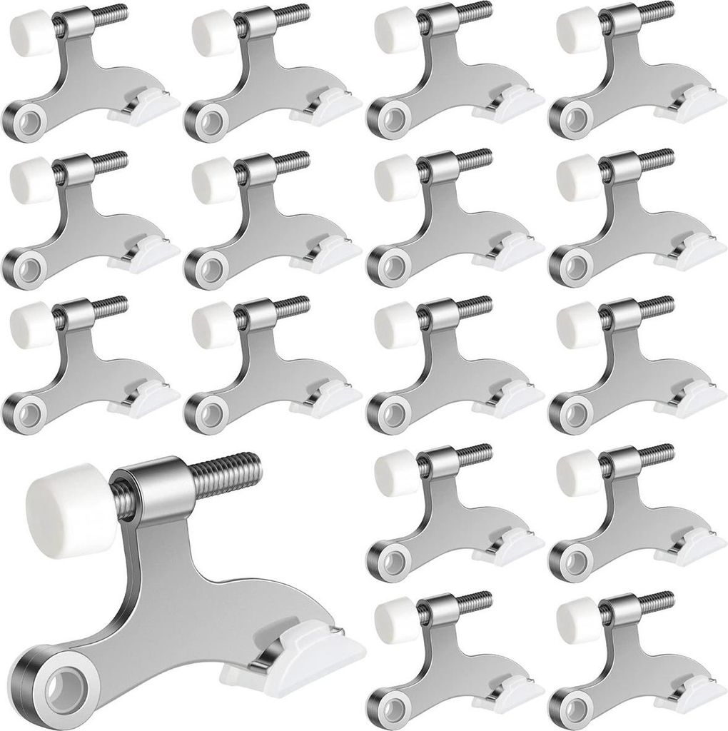 24er Set Scharnier Türstopper ohne Bohren, schwerer Türanschlag mit Gummidämpfer, Silber