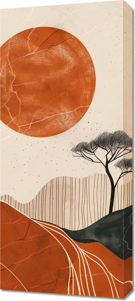 Decorazione Murale Tramonto Africano 40x90 | Quadro Etnico Moderno