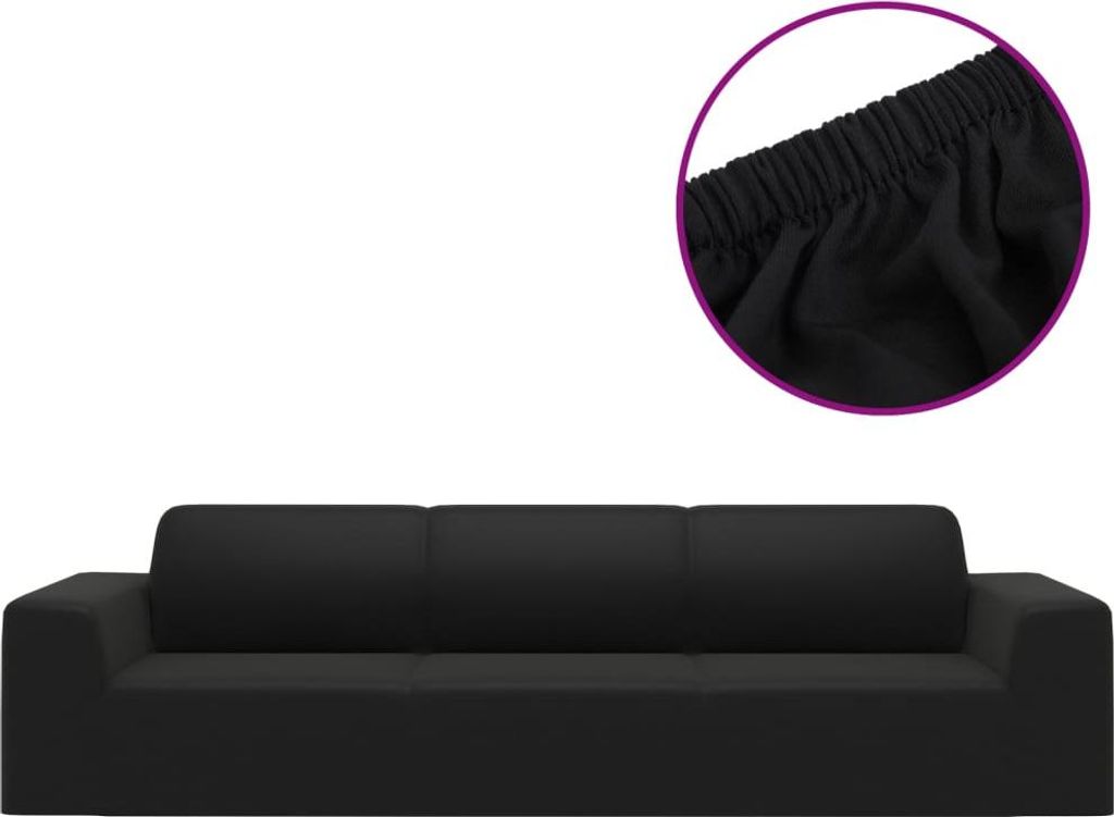 vidaXL Stretch Sofahusse 4-Sitzer Schwarz Polyester-Jersey Produktbild 