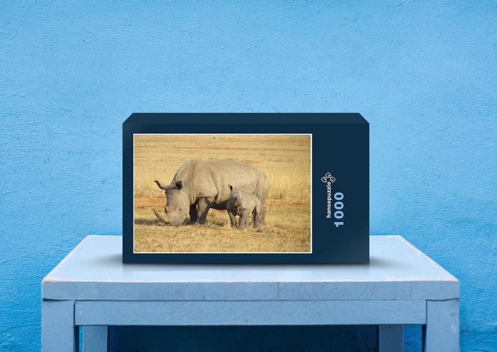 hansepuzzle 70843 - Nashorn Puzzle, 1000 Teile, Tierwelt, 60,0 x 46,0cm mit hochwertiger Aufbewahrung, Kartonbox und wiederverschließbarem Beutel