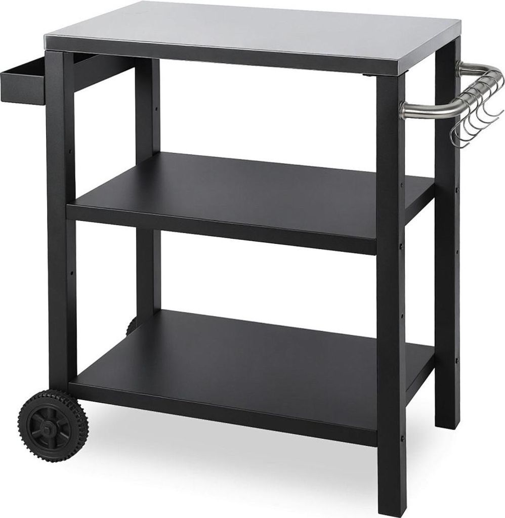Faziango Grillwagen mit 2 Rädern, Grilltisch & BBQ Servierwagen, Outdoor Beistelltisch für Garten & Terrasse, multifunktionaler Grill Trolley