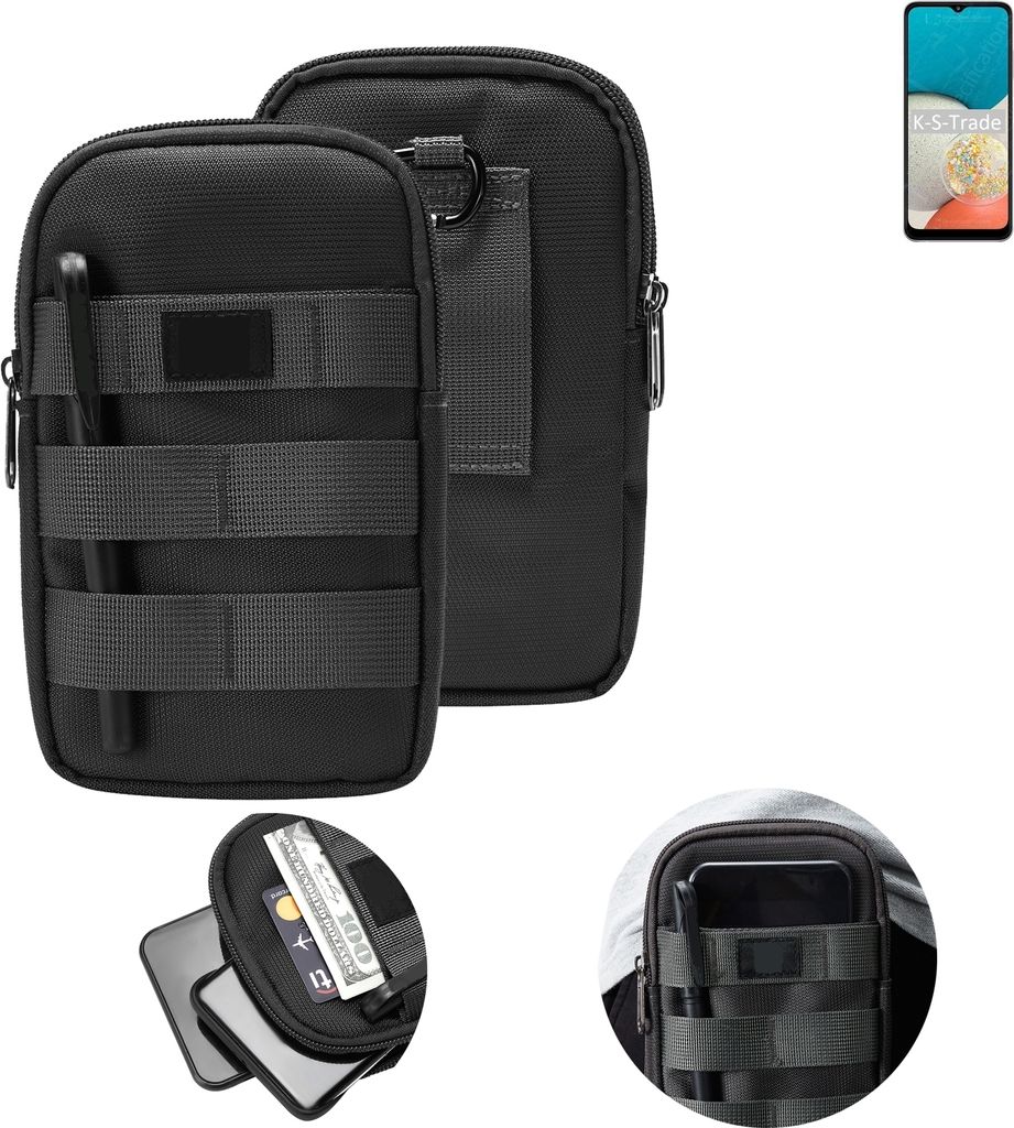 K-S-Trade Holster Gürtel Tasche kompatibel mit Samsung Galaxy Wide5 Handy Tasche Schutz Hülle dunkel-grau viele Fächer, 1x