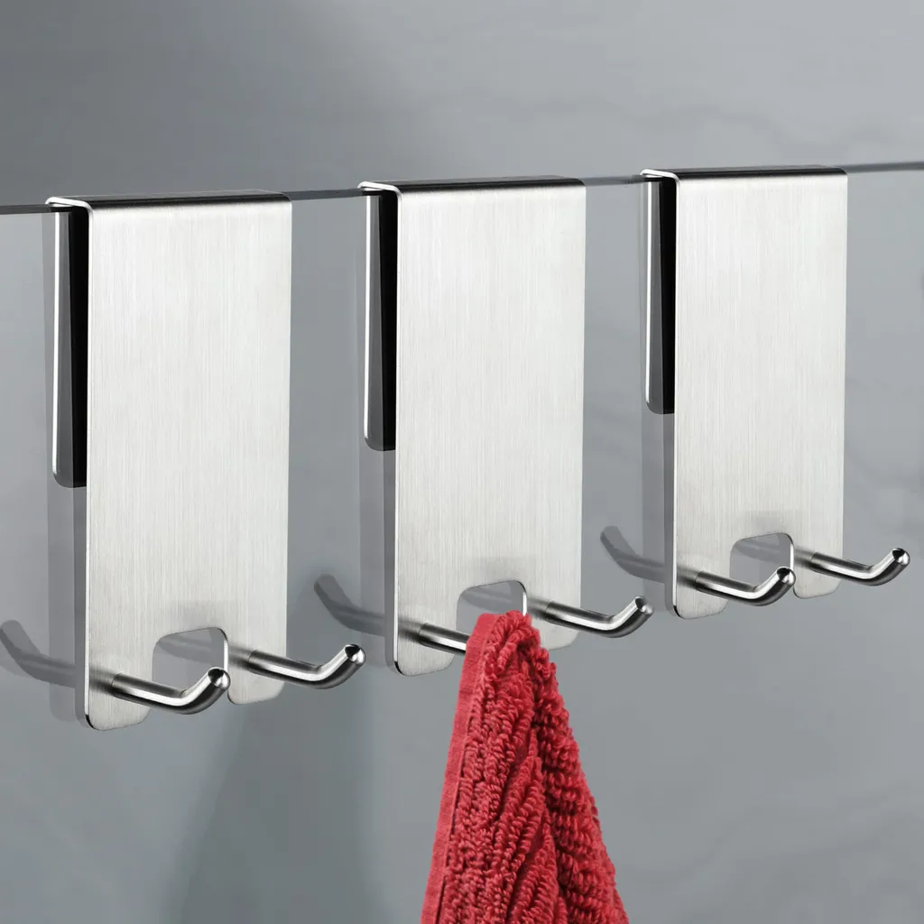 Lot de 3 Crochets pour Paroi de Douche en Acier Inoxydable Argenté