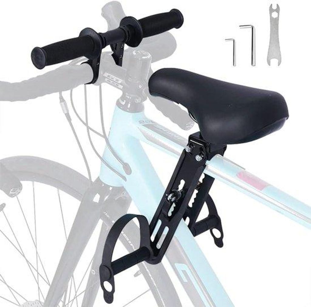 Famanu Kinderfahrradsitz mit Lenker, Zubehörset für Eltern-Kind-Fahrradfahren – Schwarz