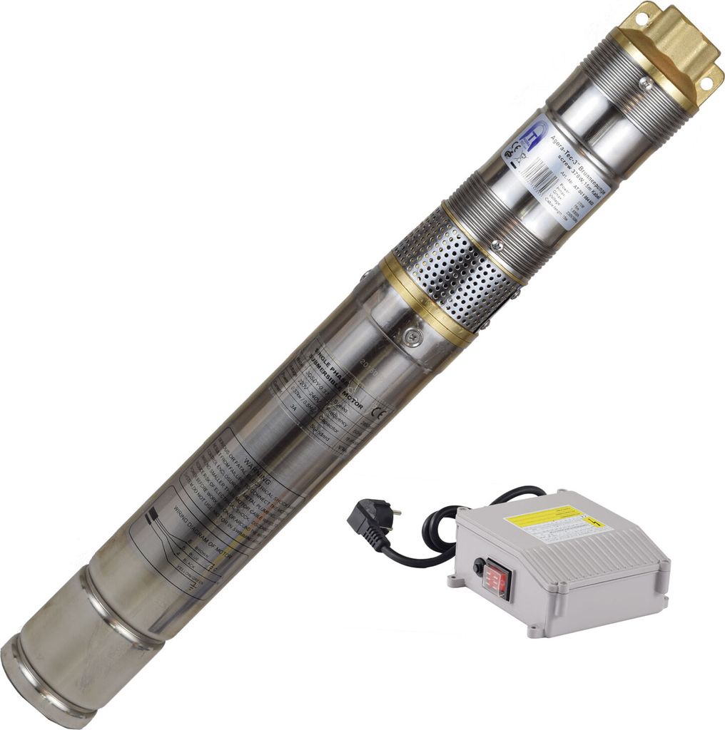 Agora-Tec 3 Zoll Brunnenpumpe Tiefbrunnenpumpe Schraubenpumpe 370W-screw 15m Kabel sandverträglich-sandresistent