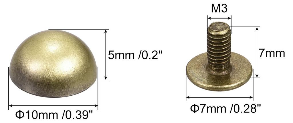 Nieten mit Schraubverschluss, 6 Sets 10x5mm Runde Nieten Taschenfš¹?e Pilznieten Metallnieten Solide Rundkopf Ledernieten Schraubnieten fš¹r Ge...