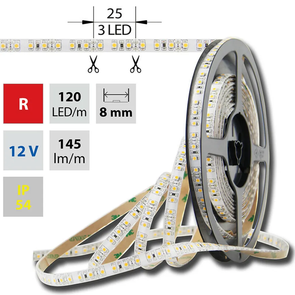 Bandeau LED étanche IP54 rouge 12V McLED flexible avec 120 LED/m