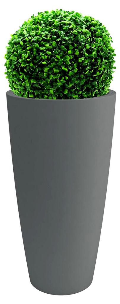Hohe Vase im Stil 36 x 70 cm für Innen- und Außenbereiche, herausnehmbarer Untersetzer (36 x 70 cm mit Kunstbaum, Taubengrau)