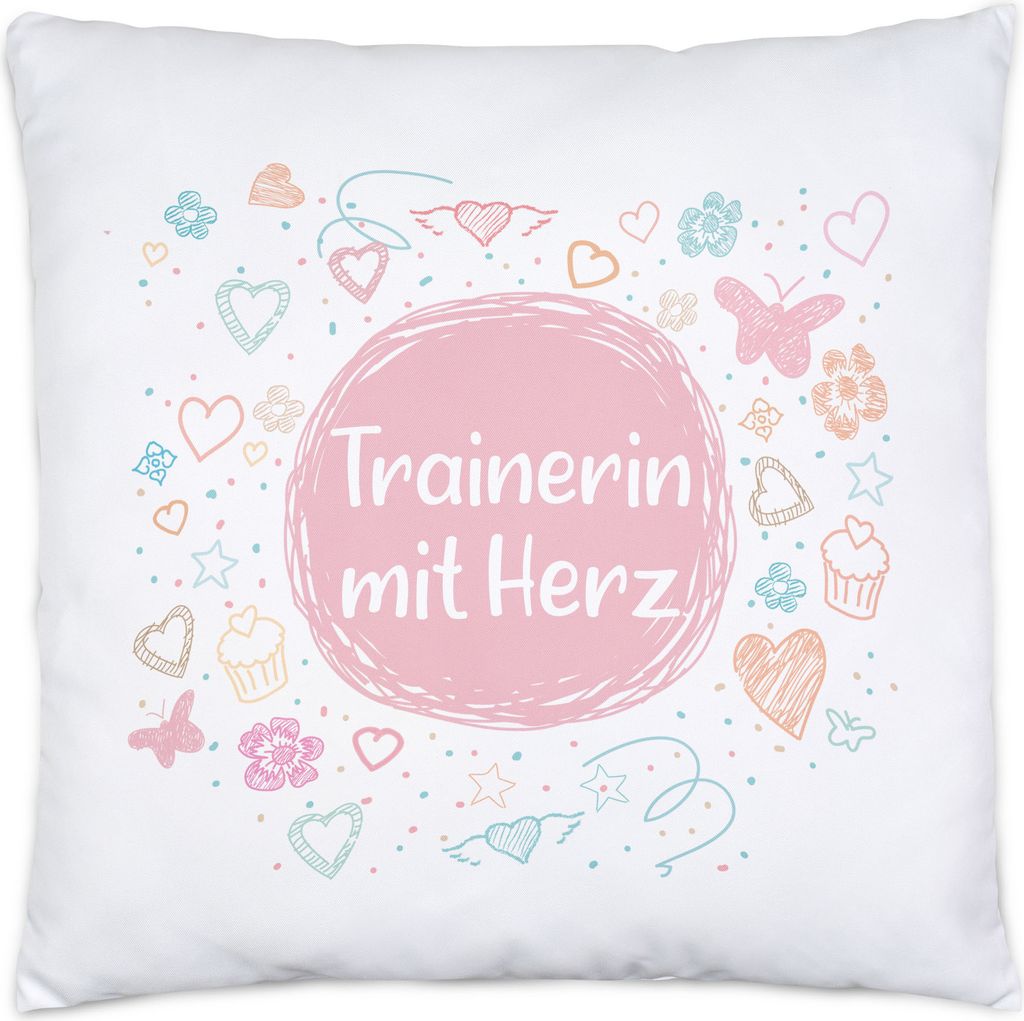 Trainerin mit Herz Kissen Inkl. Füllung Dankeschön Geschenk Danke Sagen Für Alles Fitness Handball Fußball Verein