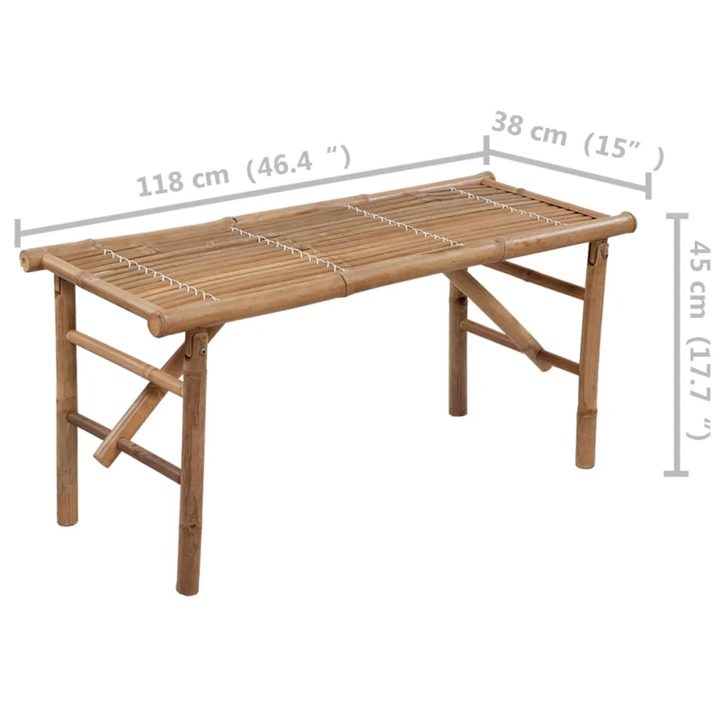 Panca da Giardino Pieghevole 118 cm in Bambù con Cuscino | Arredo Esterni - 10