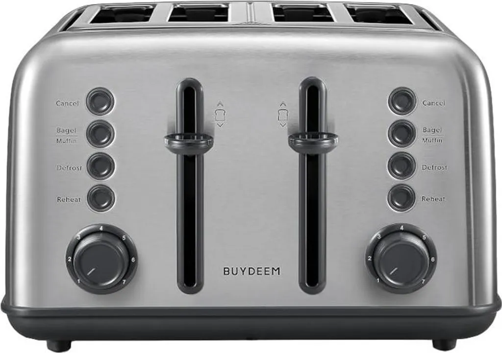 Grille-pain 4 tranches anti-brûlure fentes larges BUYDEEM inox DT640E
