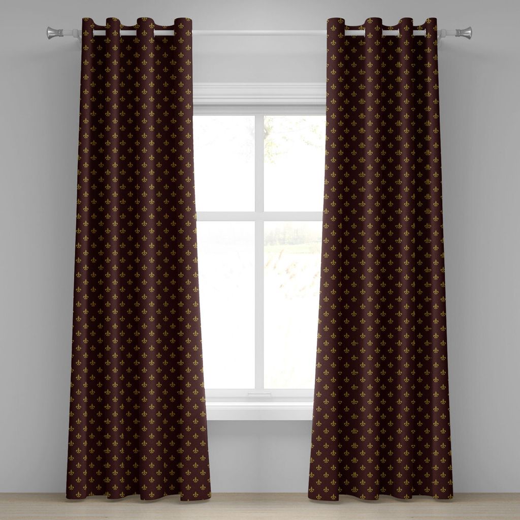 ABAKUHAUS Fleur De Lis Ösenvorhang, Französische Muster-europäische Kultur-Thema-Zusammenfassungs-Weinlese-Renaissance, Dekorative 2-Panel-Fenst...