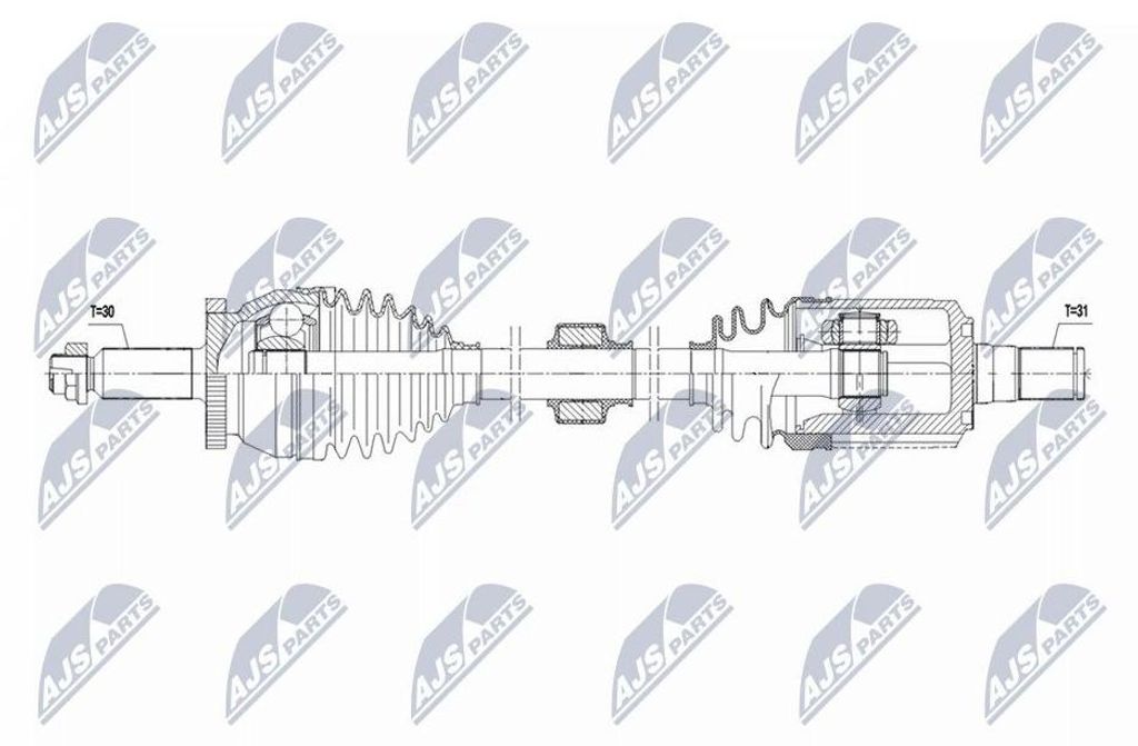 NTY NPW-HY-638 Antriebswelle Vorne Links für HYUNDAI SANTA FÉ II (CM) für KIA SORENTO II (XM)