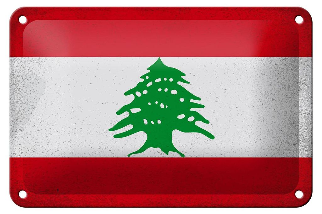 Blechschild Flagge Libanon 18x12cm Flag of Lebanon Vintage Produktbild 